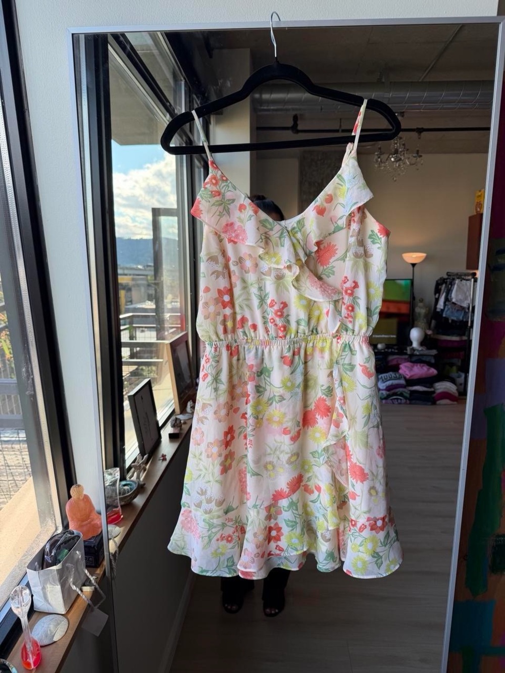 Maurices White Floral V-Neck Spaghetti-Strap Mini Dress - Picture 7 of 8